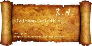 Kleinman Acicét névjegykártya